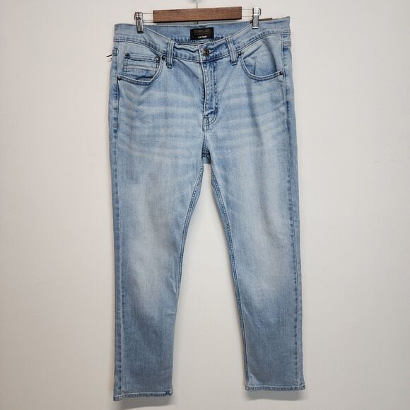 Brothers and Sons Light Wash Stretch Slim Straight Jeans Mens 36X32 Distressed - Picture 1 of 12